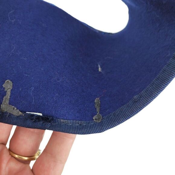 Vintage 80s Flapper Hat Blue Sparke Metallic Sequin 3D Flower Great Gatsby Glam - Picture 8 of 9